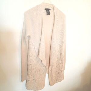 International Concepts Cream Tan Cotton Blend Waterfall Cardigan Fits Medium